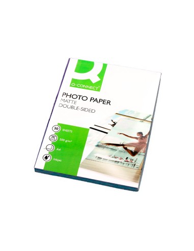 Papel q connect foto mate doble cara din a4 para fotocopias e impresoras ink jet bolsa de 50 hojas 220 gr