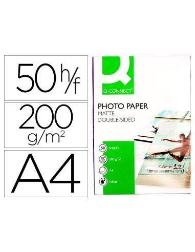 Papel q connect foto mate doble cara din a4 para fotocopias e impresoras ink jet bolsa de 50 hojas 220 gr