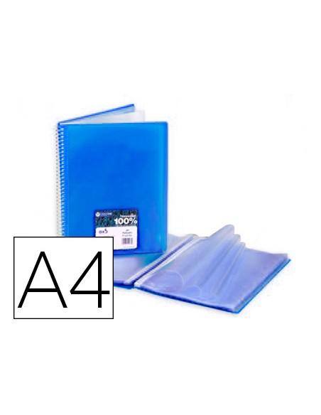 Carpeta carchivo archivex star escaparate con espiral 40 fundas din a4 azul