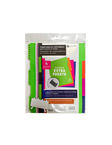 Separador carchivo polipropileno extra rigido din a4 500 mc multitaladro extraible para carpeta de