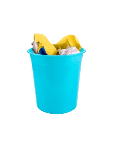 Papelera plastico q connect turquesa translucido 13 litros 275x285 mm