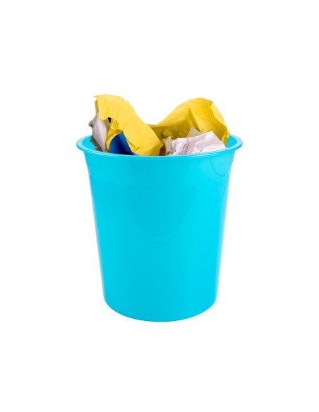Papelera plastico q connect turquesa translucido 13 litros 275x285 mm