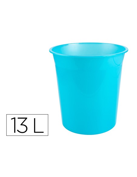 Papelera plastico q connect turquesa translucido 13 litros 275x285 mm