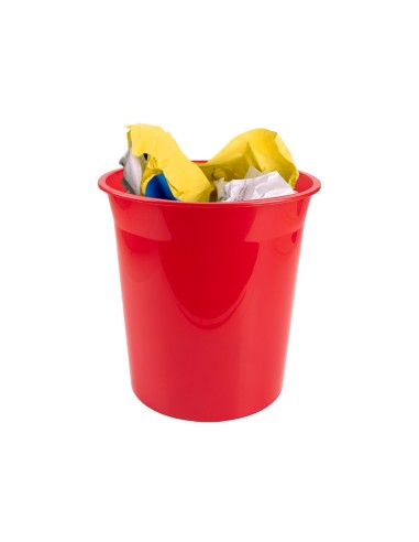 Papelera plastico q connect rojo translucido 13 litros 275x285 mm