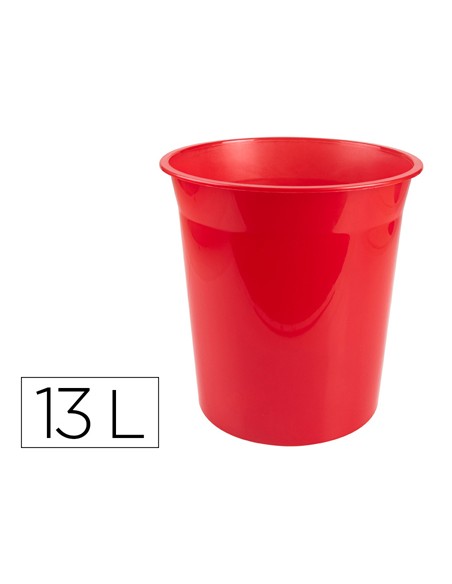 Papelera plastico q connect rojo translucido 13 litros 275x285 mm