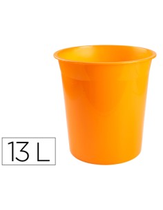 Papelera plastico q connect naranja translucido 13 litros 275x285 mm