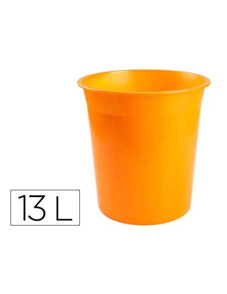 Papelera plastico q connect naranja translucido 13 litros 275x285 mm