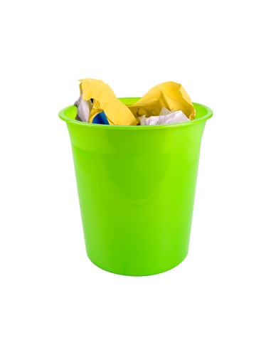Papelera plastico q connect verde translucido 13 litros 275x285 mm