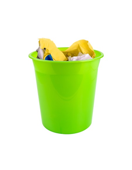 Papelera plastico q connect verde translucido 13 litros 275x285 mm