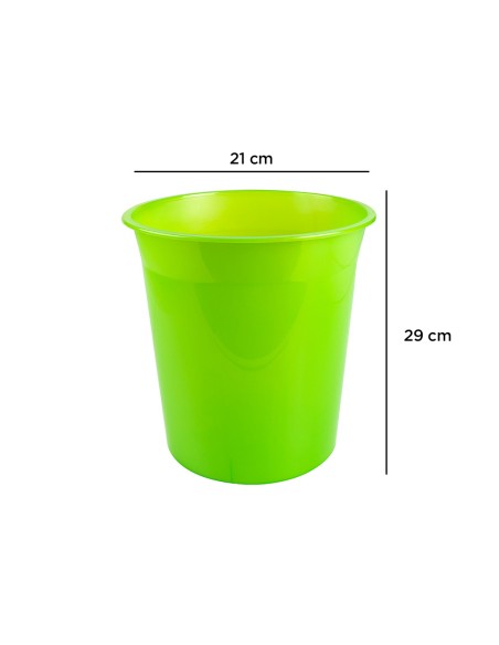 Papelera plastico q connect verde translucido 13 litros 275x285 mm
