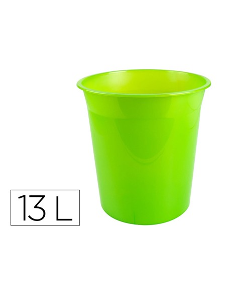 Papelera plastico q connect verde translucido 13 litros 275x285 mm