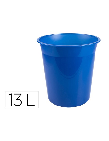 Papelera plastico q connect azul translucido 13 litros 275x285 mm