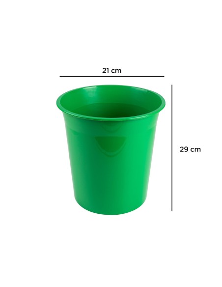 Papelera plastico q connect verde opaco 13 litros 275x285 mm