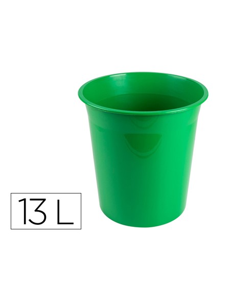 Papelera plastico q connect verde opaco 13 litros 275x285 mm
