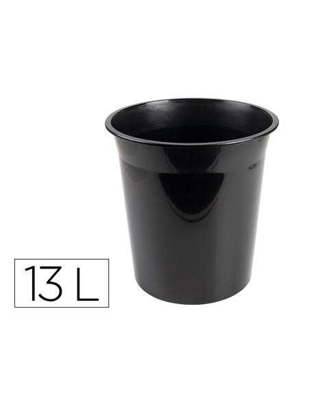 Papelera plastico q connect negro opaco 13 litros 275x285 mm
