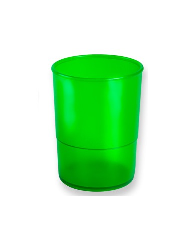 Cubilete portalapices q connect verde translucido plastico diametro 75 mm alto 100 mm