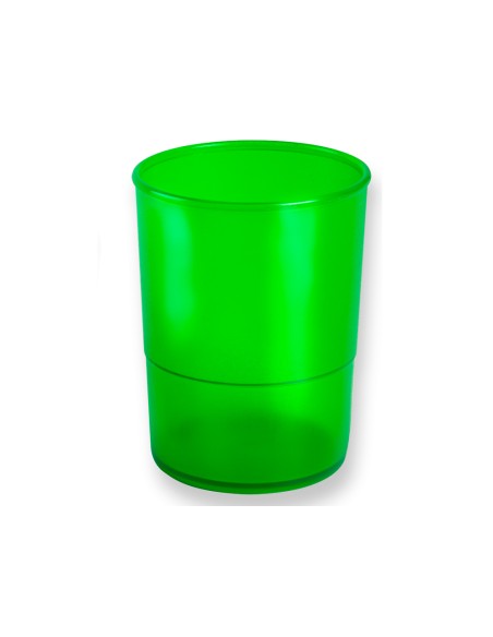 Cubilete portalapices q connect verde translucido plastico diametro 75 mm alto 100 mm