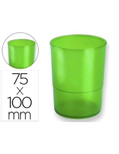 Cubilete portalapices q connect verde translucido plastico diametro 75 mm alto 100 mm