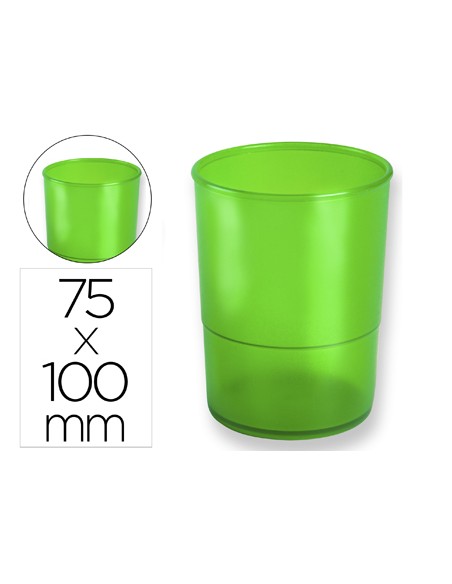 Cubilete portalapices q connect verde translucido plastico diametro 75 mm alto 100 mm