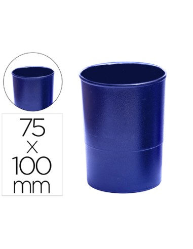 Cubilete portalapices q connect azul opaco plastico redondo diametro 75 mm alto 100 mm