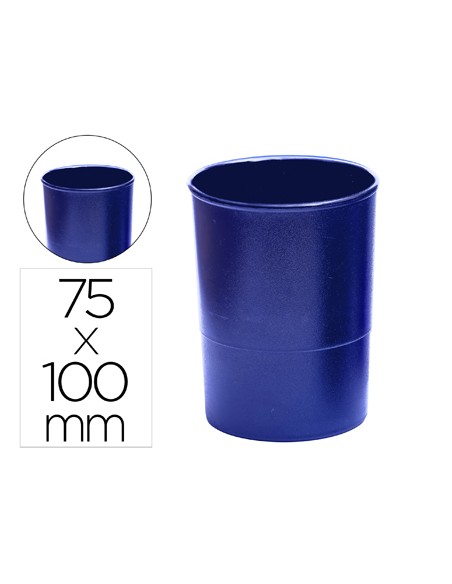Cubilete portalapices q connect azul opaco plastico redondo diametro 75 mm alto 100 mm
