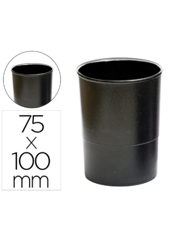 Cubilete portalapices q connect negro opaco plastico 100 reciclado redondo diametro 75 mm alto 100 mm