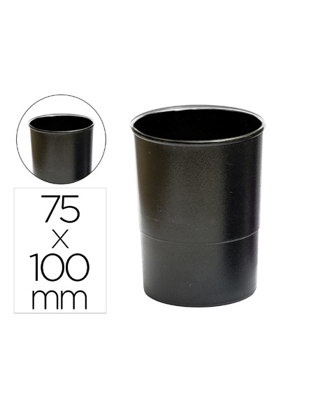 Cubilete portalapices q connect negro opaco plastico 100 reciclado redondo diametro 75 mm alto 100 mm
