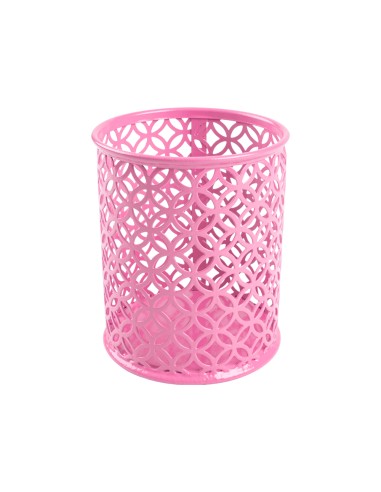 Cubilete portalapices q connect metal rosa redondo diametro 80 mm alto 100 mm