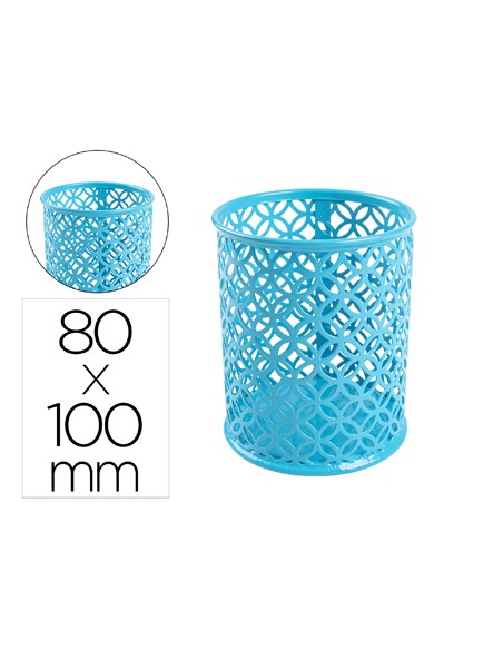 Cubilete portalapices q connect turquesa metal redondo diametro 80 mm alto 100 mm