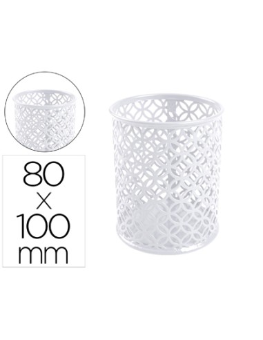 Cubilete portalapices q connect blanco metal redondo diametro 80 mm alto 100 mm