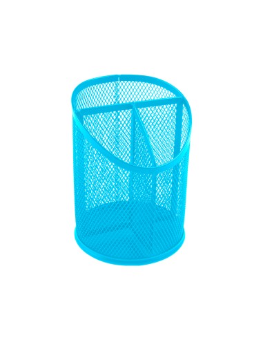Cubilete portalapices q connect turquesa metal rejilla con 3 compartimentos diametro 110 mm alto 147 mm