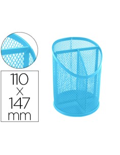 Cubilete portalapices q connect turquesa metal rejilla con 3 compartimentos diametro 110 mm alto 147 mm