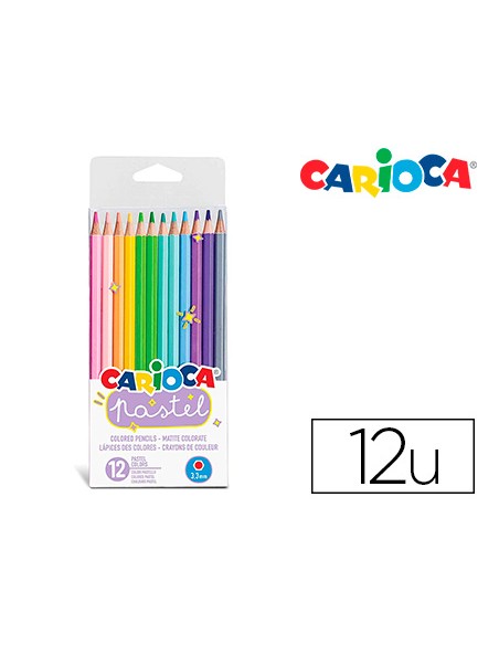 Lapices de colores carioca pastel blister de 12 colores surtidos
