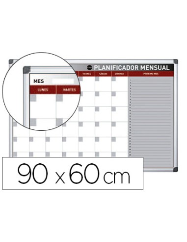 Planning magnetico bi office mensual lacado marco aluminio rotulable 90x60 cm