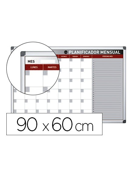 Planning magnetico bi office mensual lacado marco aluminio rotulable 90x60 cm