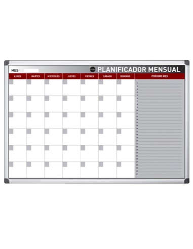 Planning magnetico bi office mensual lacado marco aluminio rotulable 60x45 cm