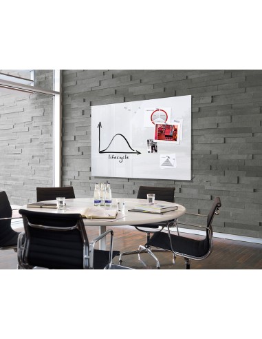 Pizarra blanca q connect cristal magnetica marco aluminio 90x60 cm