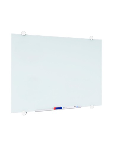 Pizarra blanca q connect cristal magnetica marco aluminio 90x60 cm