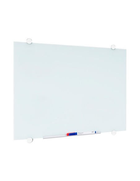 Pizarra blanca q connect cristal magnetica marco aluminio 90x60 cm