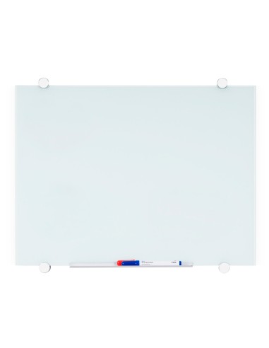 Pizarra blanca q connect cristal magnetica marco aluminio 90x60 cm