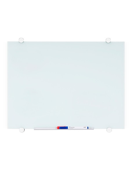 Pizarra blanca q connect cristal magnetica marco aluminio 90x60 cm