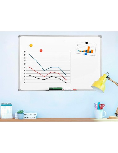 Pizarra blanca q connect lacada magnetica marco aluminio 60x45 cm