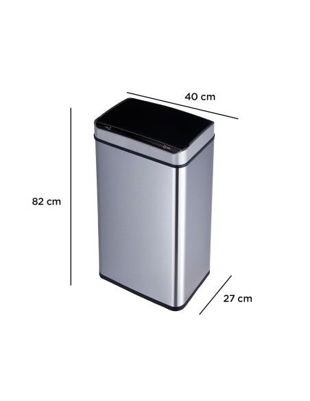 Papelera metalica q connect con sensor automatico capacidad 80 litros 820x270x400 mm