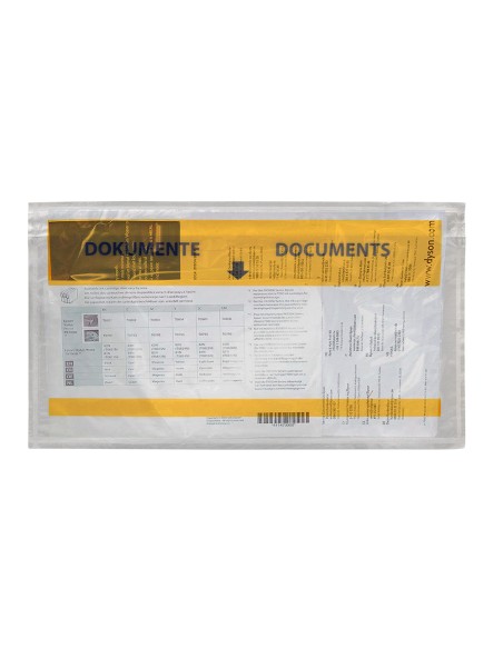 Sobre autoadhesivo q connect portadocumentos multilingue 225x122 mm ventana totalmente transparente paquete de 1000