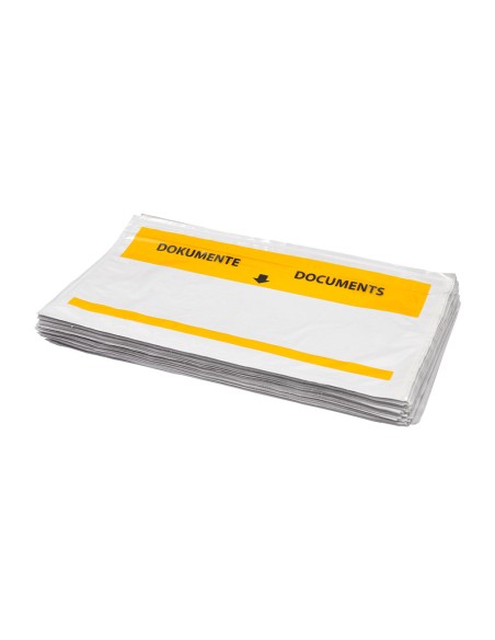 Sobre autoadhesivo q connect portadocumentos multilingue 225x122 mm ventana totalmente transparente paquete de 1000