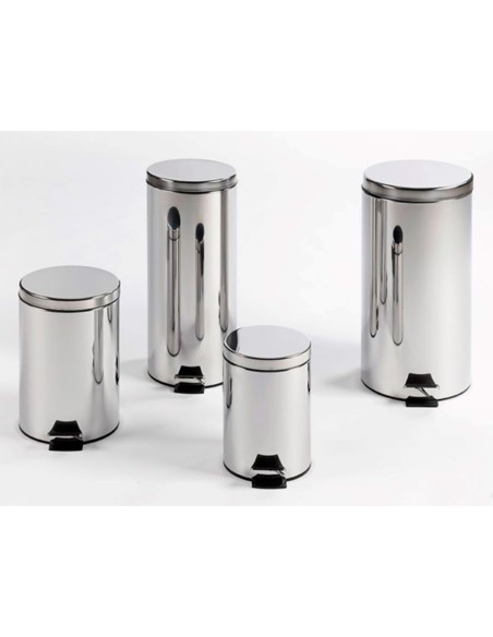 Papelera metalica q connect con pedal cromada 25x38cm capacidad 12 litros