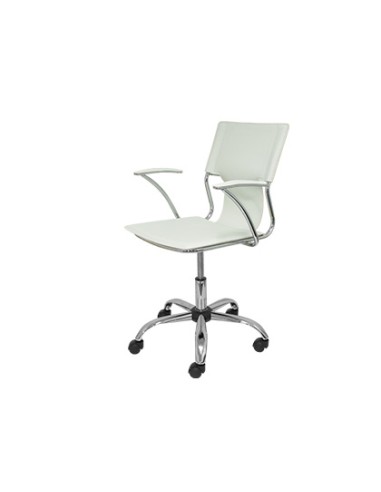 Silla giratoria pyc respaldo medio regulable en altura similpiel blanca 86090x480x440 mm