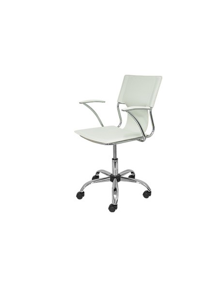 Silla giratoria pyc respaldo medio regulable en altura similpiel blanca 86090x480x440 mm Silla giratoria pyc respaldo medio regulable en altura similpiel blanca 86090x480x440 mm