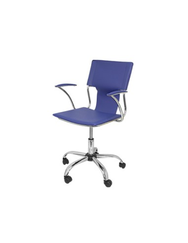 Silla giratoria pyc respaldo medio regulable en altura similpiel azul 86090x480x440 mm