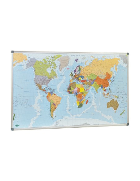 Mapa mural faibo planisfero politico magnetico marco de aluminio con cantoneras de proteccion 84x140 cm Mapa mural faibo planisfero politico magnetico marco de aluminio con cantoneras de proteccion 84x140 cm
